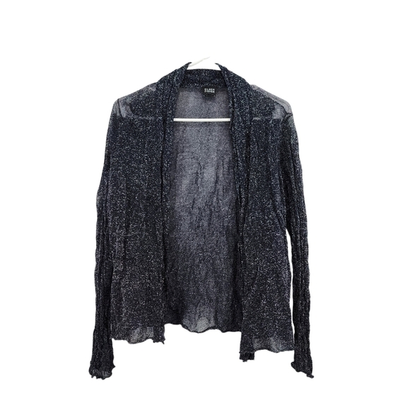 Eileen Fisher Women's Crinkle Ruffle Open Front Cardigan - Picture 1 of 6